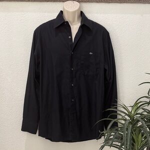 Lacoste Men's Classic Black Button Down Long Sleeve Shirt Size 44 EUC